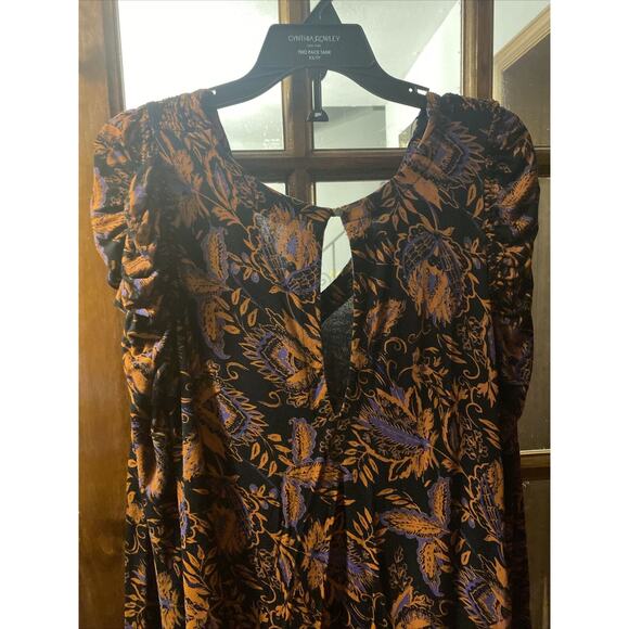 Free People Hello Lover Floral Tunic Dress Top/Mini Noir Combo Womens Sz S Boho - Picture 5 of 8